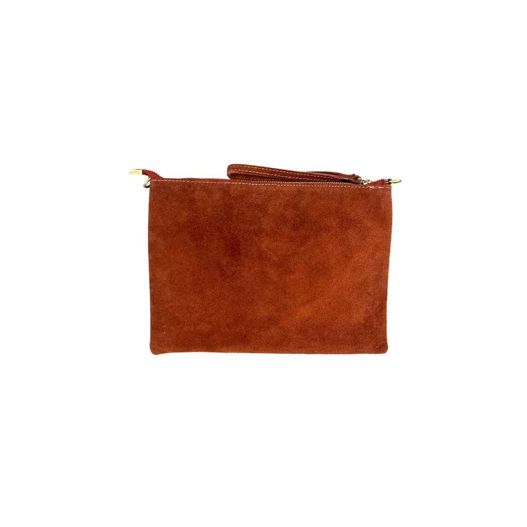 Brown Suede Pouch with Studs