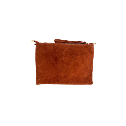 Brown Suede Pouch with Studs