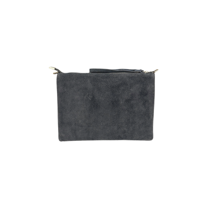 Gray Suede Pouch with Studs